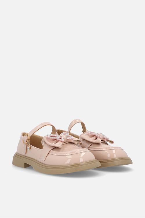 Mary Janes with bow and studded butterfly detail - pink