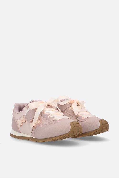 Silk ribbon sneakers with mini bows - mauve/pink peach