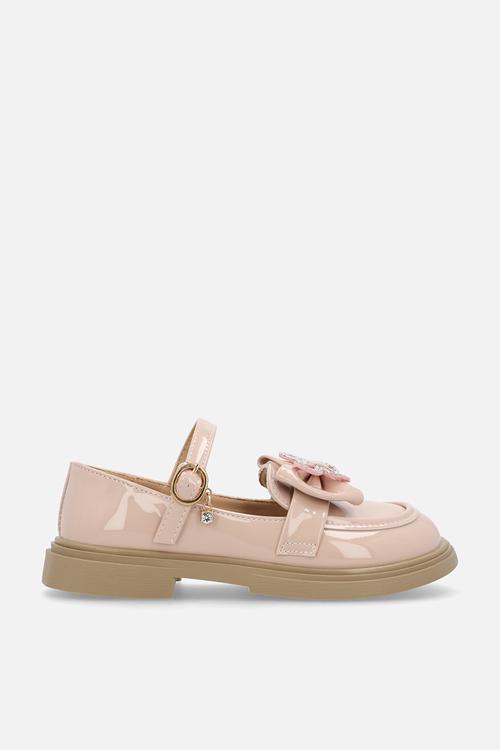 Mary Janes with bow and studded butterfly detail - pink