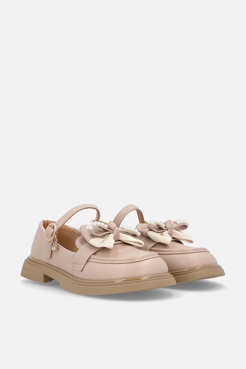 Mary jane with two-tone bow - dusty pink/beige