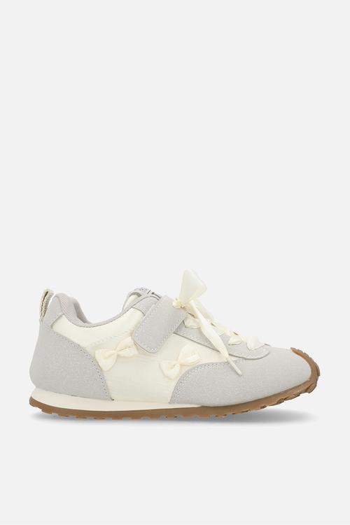 Silk ribbon sneakers with mini bows - light grey/cream