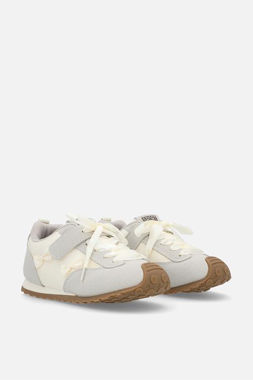 Silk ribbon sneakers with mini bows - light grey/cream
