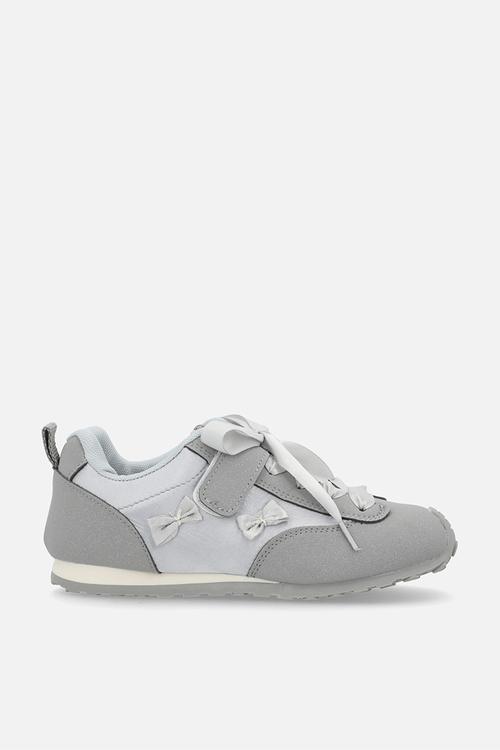 Silk ribbon sneakers with mini bows - grey/silver