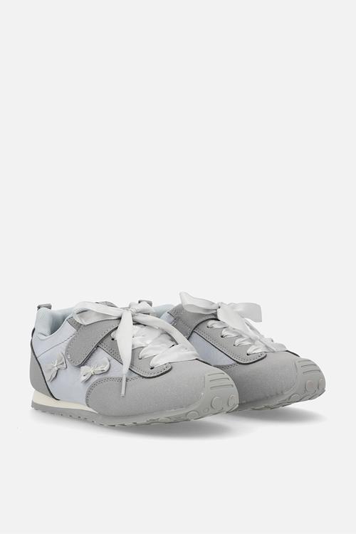 Silk ribbon sneakers with mini bows - grey/silver