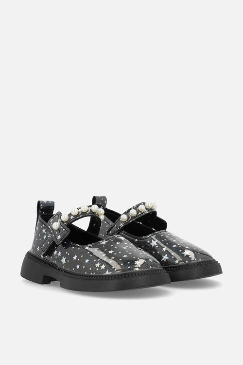 Glossy Mary Janes - black/stars aop