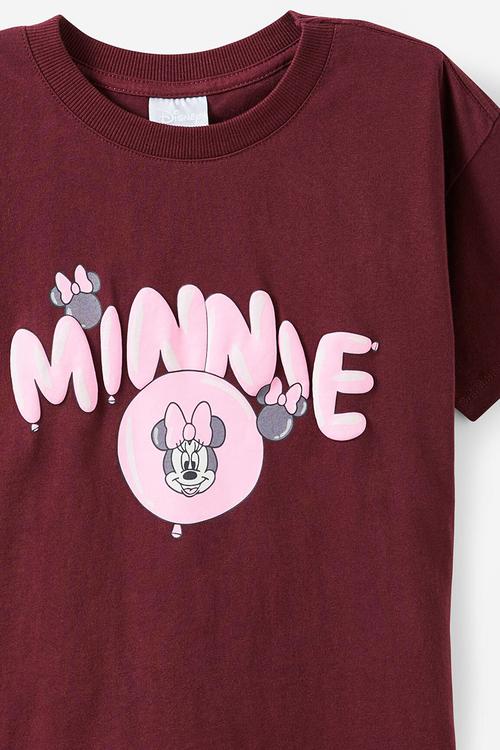 License drop shoulder short sleeve tee - lcn dis minnie/bordeaux