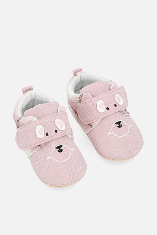 Adjustable fastener strap shoes - pink check/pink