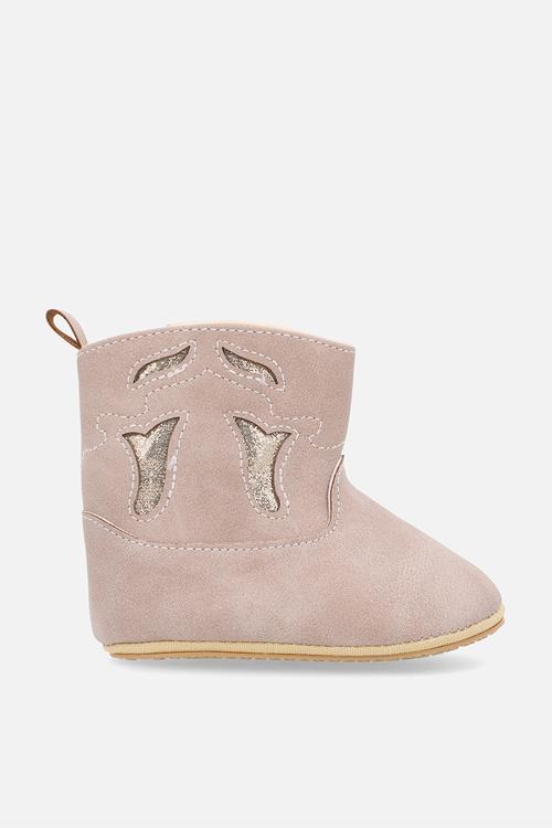 Laser cut-out soft boots - dusty pink