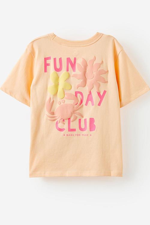 Poppy oversize graphic print tee - pale peach/fun day club