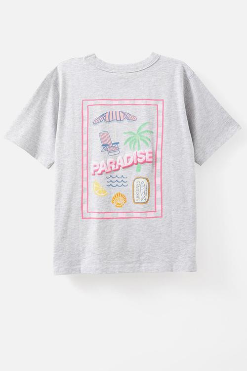 Poppy oversize graphic print tee - grey marle/paradise