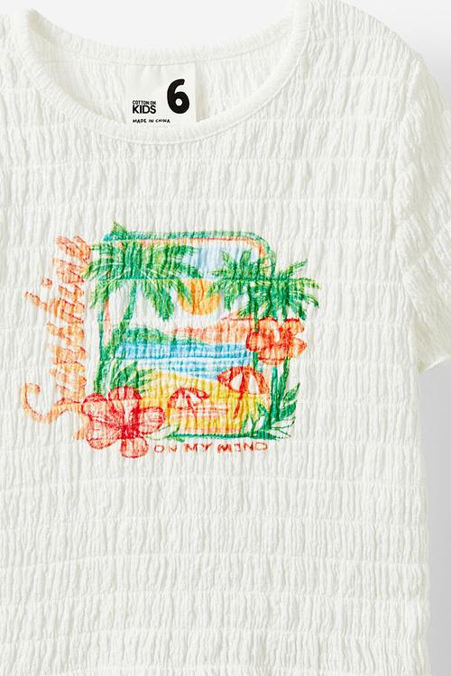 Sophia bubble short sleeve tee - vanilla/sunshine