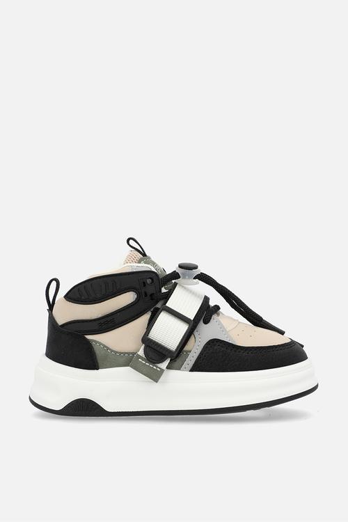 Hi-top sneakers with elastic strap and drawstring - multi neutral