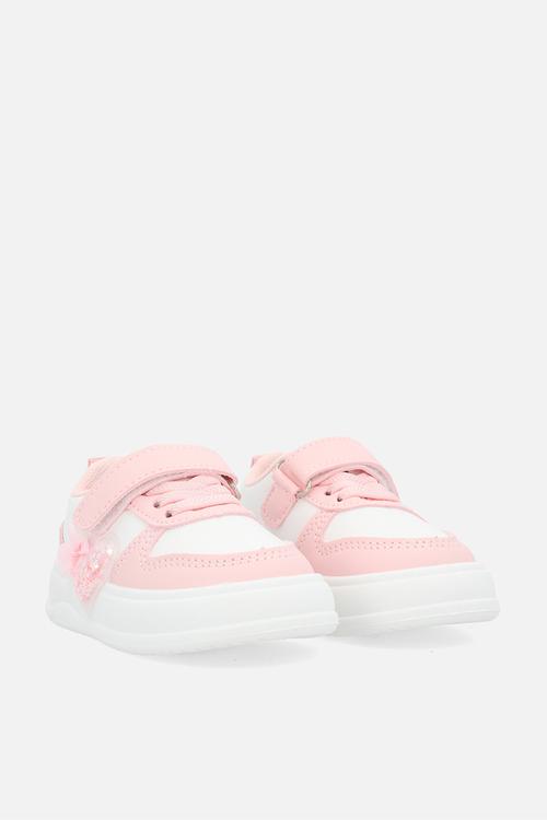 Sneaker with sequin-filled resin heart - pink/white