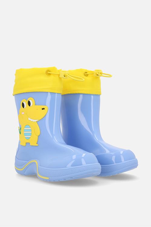 Croco rainboot - light cornflower blue/yellow