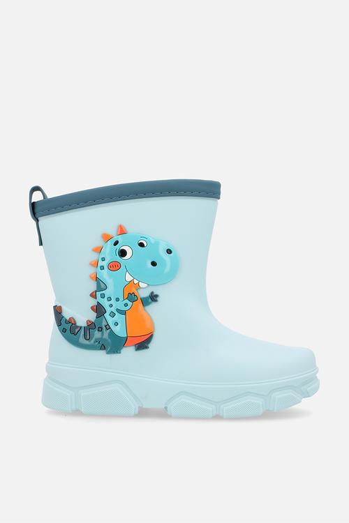 Dino rain boot - pastel blue