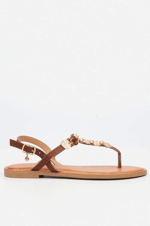 Honor 1 gold coin sandal - chocolate