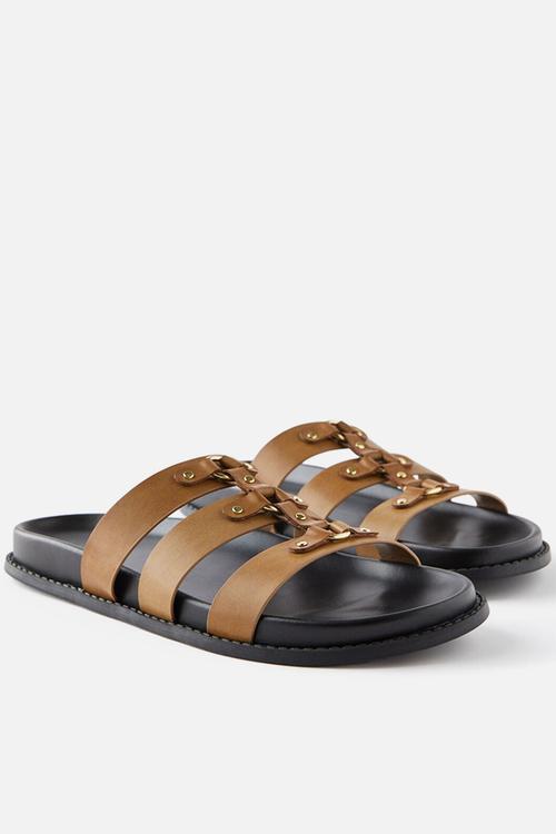 Rae slide - camel/black
