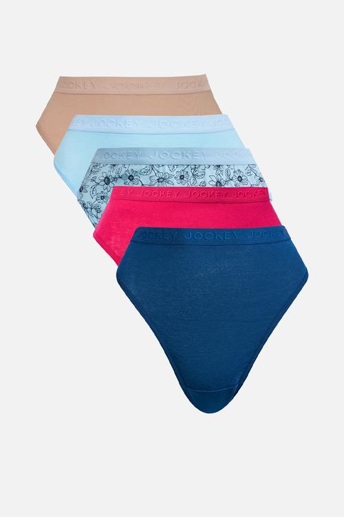5 Pack Printed French Cut With Tonal Elastic  New - Multi