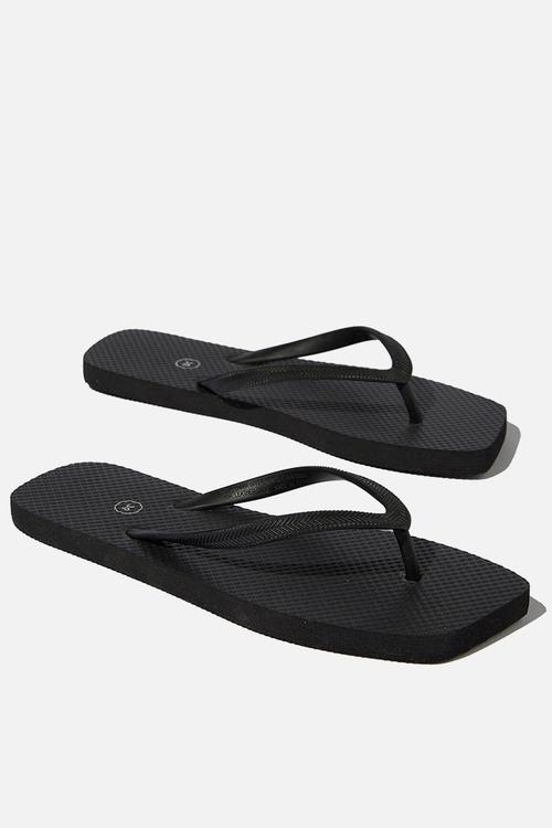 Square toe flip flop - black