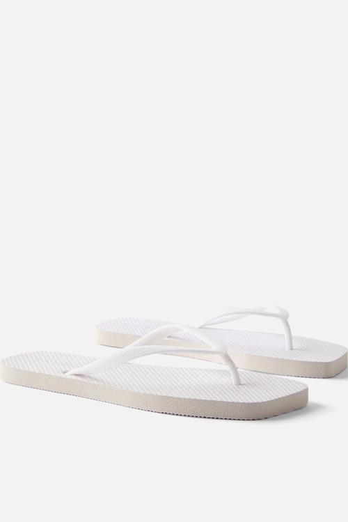 Square toe flip flop - white
