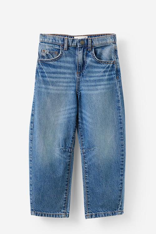 Unisex barrel leg denim jean - blue haven mid blue