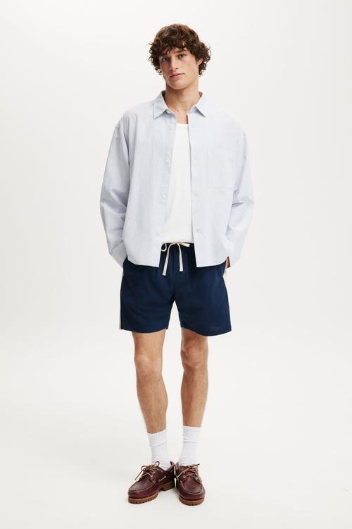 Easy Short - Navy/Bone Side Stripe