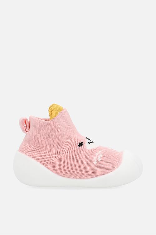 Sock boot - pink & white