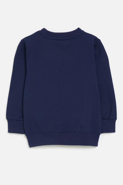 Towelling detail sweat top - navy blue/dinos