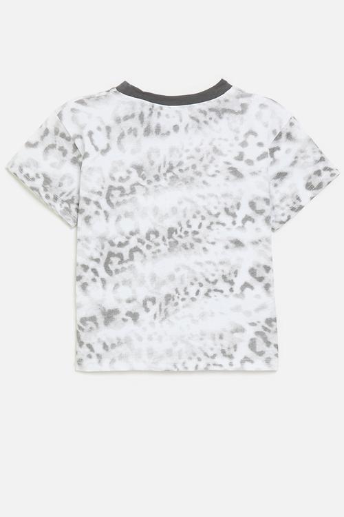 Animal print slogan tee - white/grey