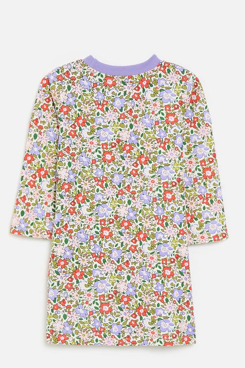 Merrow edged pumpkin dress with applique strap - multi/floral aop