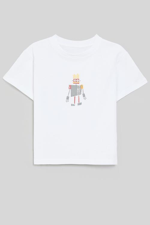 Tee with placement print - white/tin robot