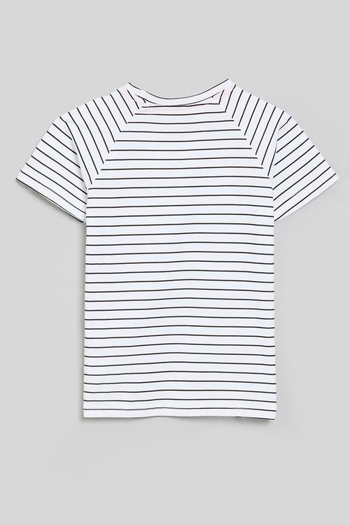 Striped tee with embroidered party hedgehog - white/black