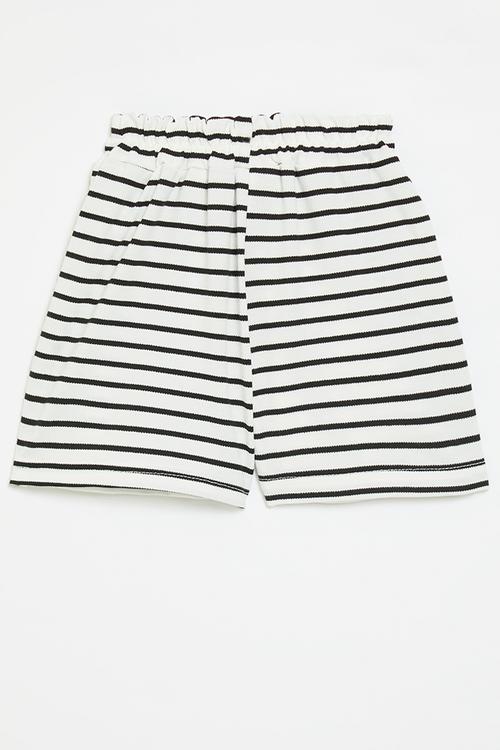 Shorts with applique smiley box - white/black stripes