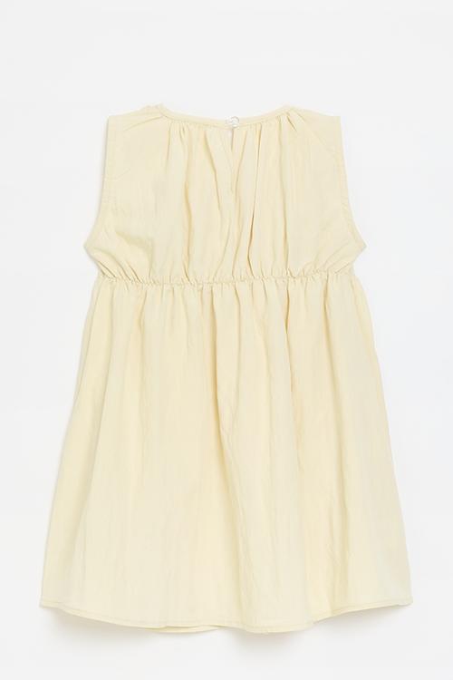 Smock bodice dress with dainty bows - neutral