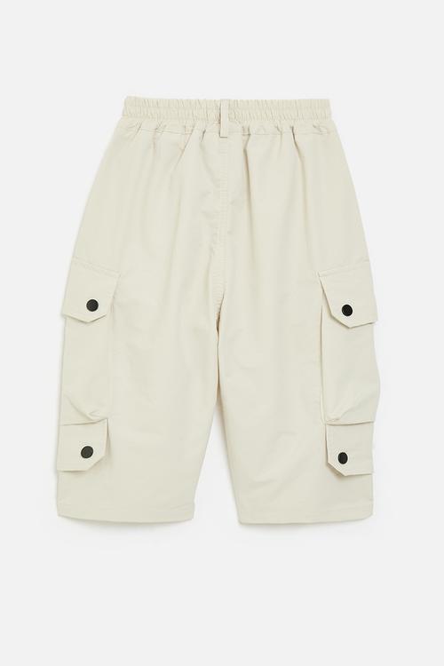 Cargo pants with inverted pleat pockets - warm ivory