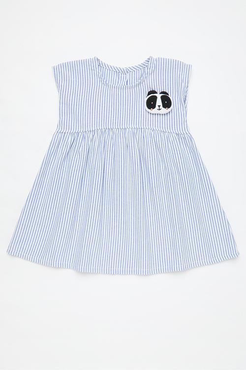 Striped dress fit & flare dress - blue/panda