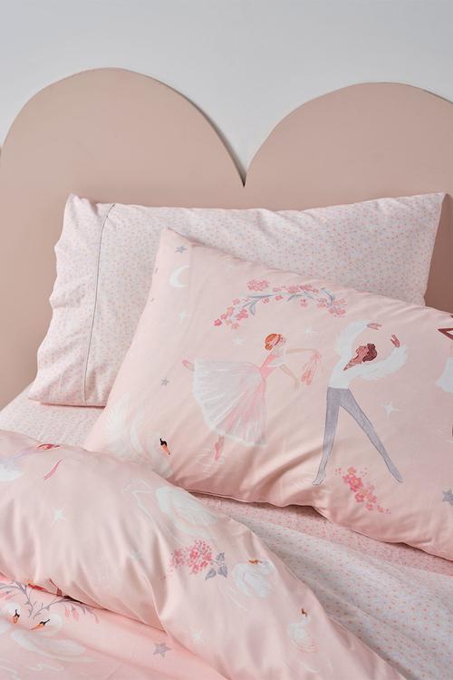 Swan Lake Blush Duvet Cover Set - pink
