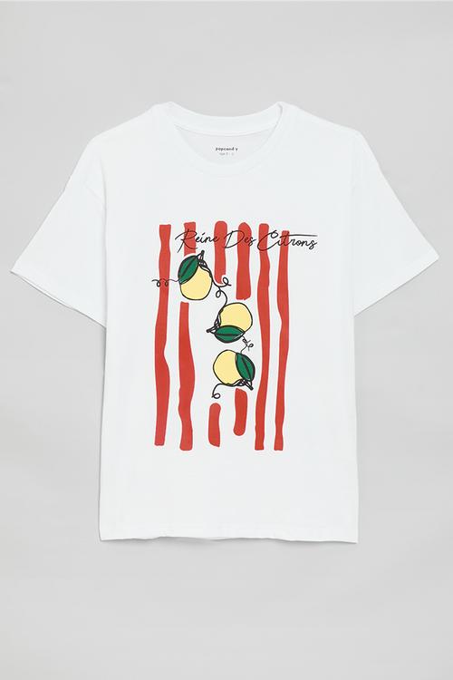Oversized graphic tee - white/print