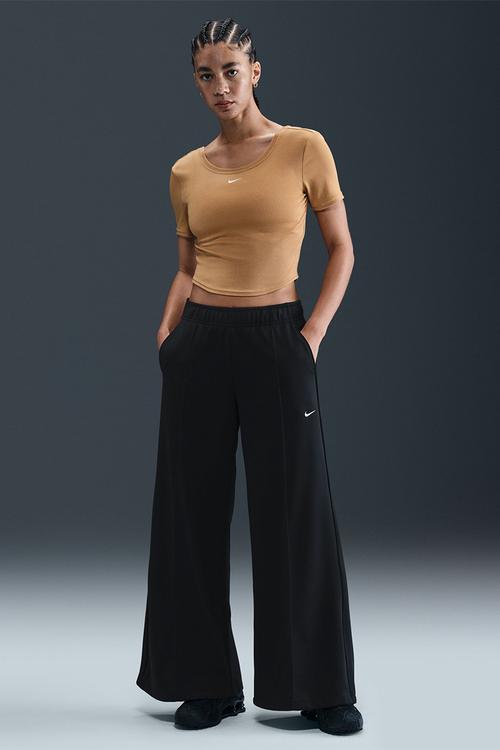 Wide-Leg Track Pants - Black