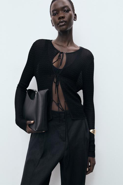 Cardigan Bow - Black