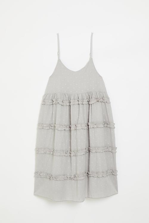 Ruffle tier adorned dress - light grey