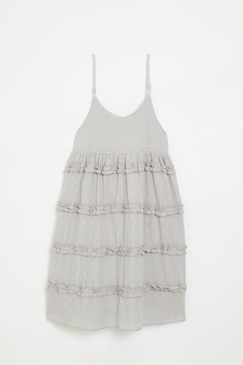 Ruffle tier adorned dress - light grey