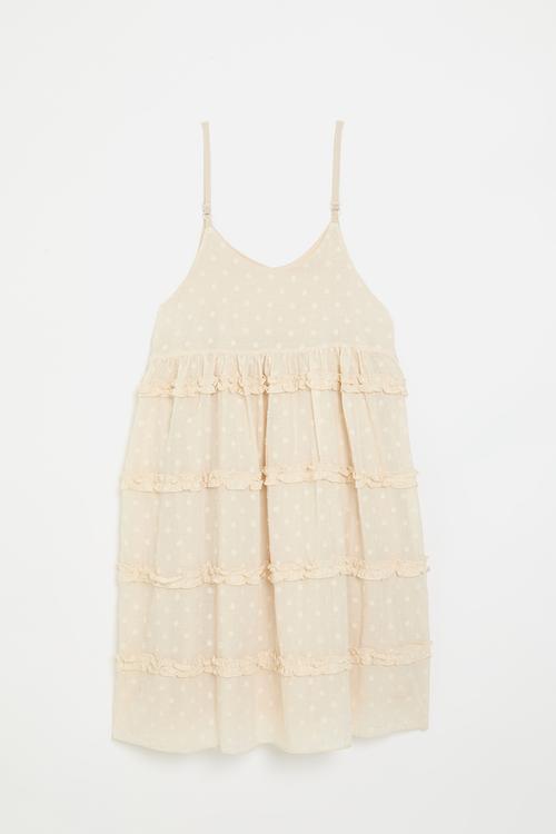 Ruffle tier adorned dress - oat
