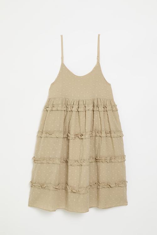 Ruffle tier adorned dress - husk brown