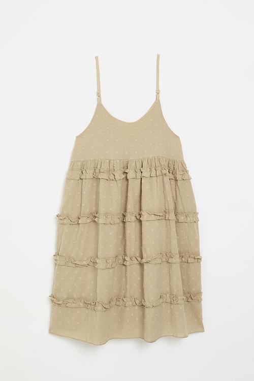 Ruffle tier adorned dress - husk brown