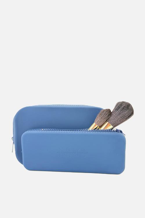 Washable Silicone Cosmetics Brush Pouch - Denim Blue
