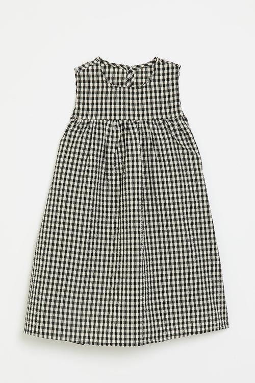 Seersucker empire style dress - black gingham