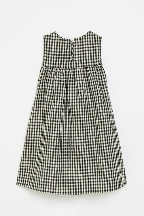 Seersucker empire style dress - black gingham