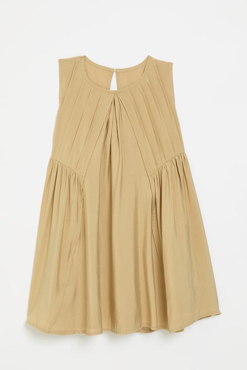 Composite detail dress - wheat brown