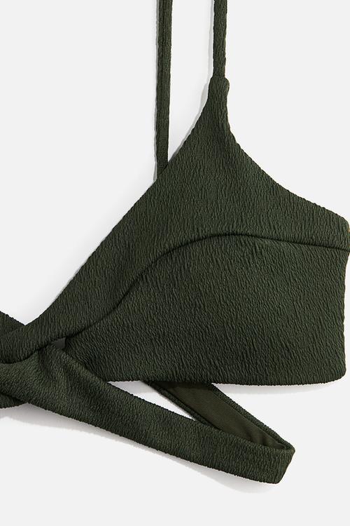 Padded triangle bikini top - dark green